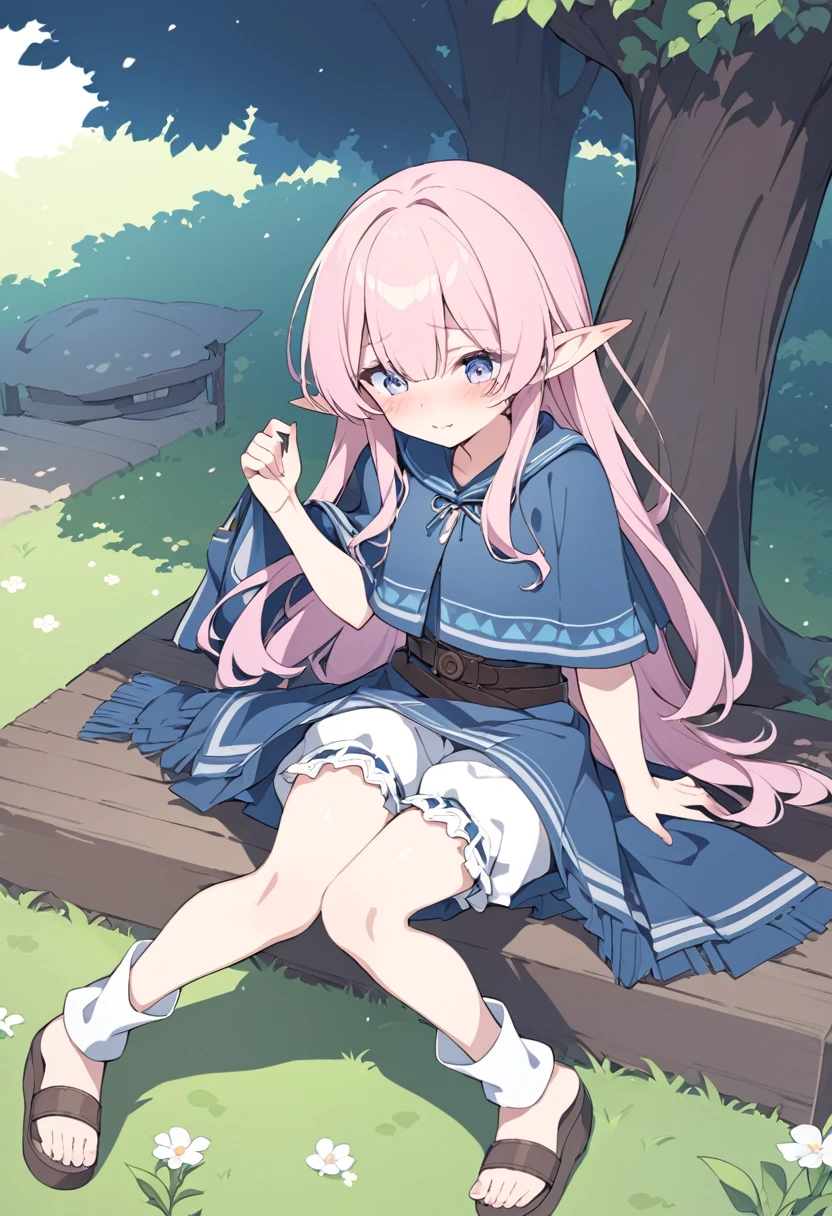 BREAK Perfect Anatomy、(High resolution:1.2)、Incredible illustrations、(Cute illustrations:1.2)、
(Beautiful background(deep in the forest))
1 girl((multicolored pink hair hair,(bangs over eyes), embarrassed)1girl((a girl,elf 1.5meters, 25kg,18 years old female,
((tunic,poncho、bloomers,thigh-high socks, sandals), (ソフトクリームを食べる)