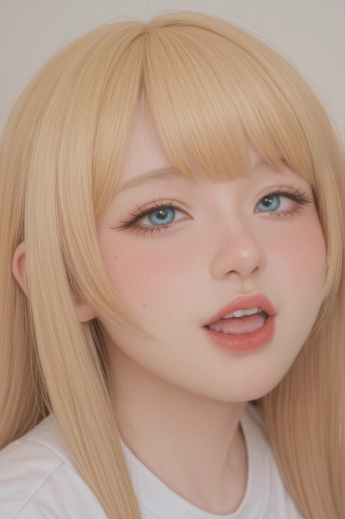 score_9,score_8_up,score_7_up, 1girl, solo,  long hair, blush, bangs, blue eyes, blonde hair, huge breasts, open mouth, steam, heavy breathing, tongue out, ahegao, sweat