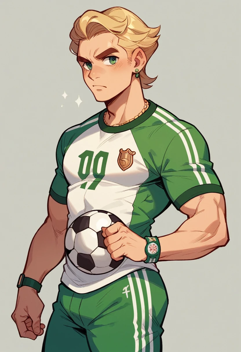 Create some soccer shirts, let it be green, with gold accents and having slightly workable cloverleaf patterns