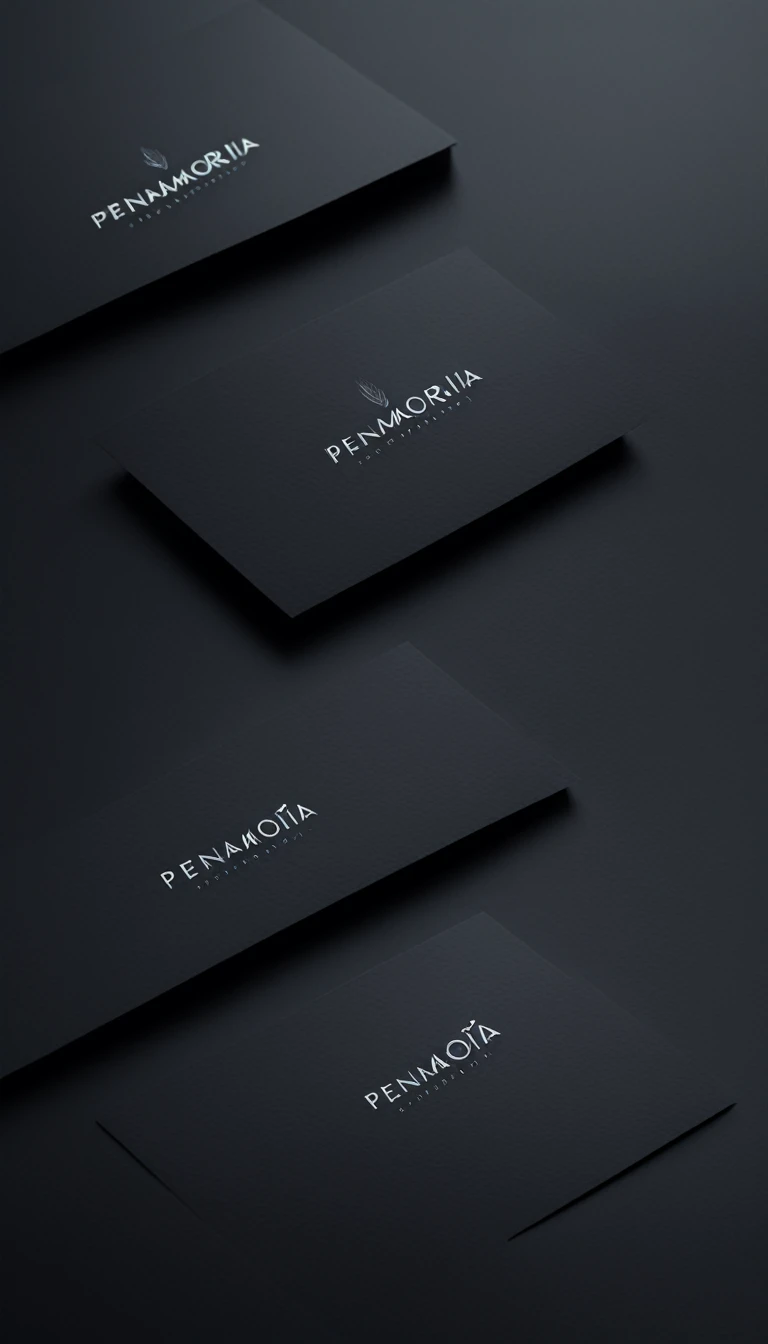 A minimal, modern, simple, cinematic logo design for the brand “Penamemoria". Create a modern, minimalistic, high-quality, logo of a unique fantastic memorable feather