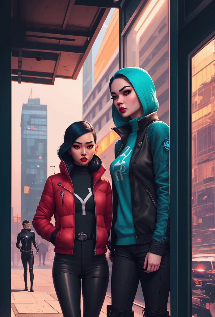 There are two people standing on a city street with money flying, In the style of Ross Tran, ross tran 8k, Loish and Ross Tran, inspired by Ross Tran, Style Ross Tran, Ross Tran and Iliá Kuvshinov, Neoartcore y Charlie Bowater, Charlie Bowater y Artgeem, alena aenami and android jones
