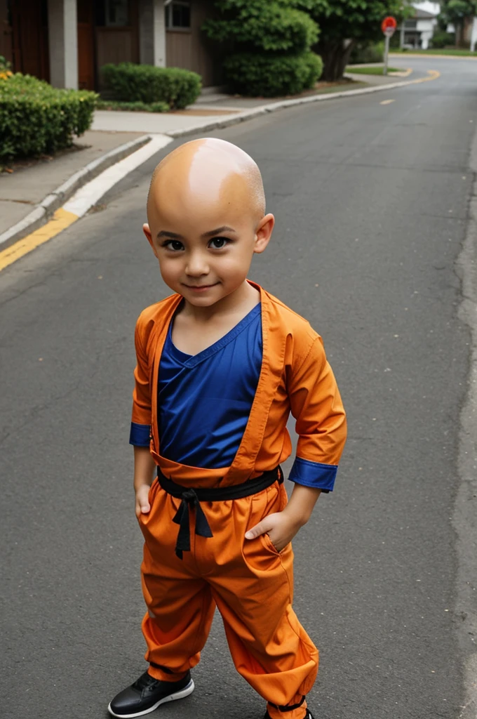 small bald male person dressed as goku