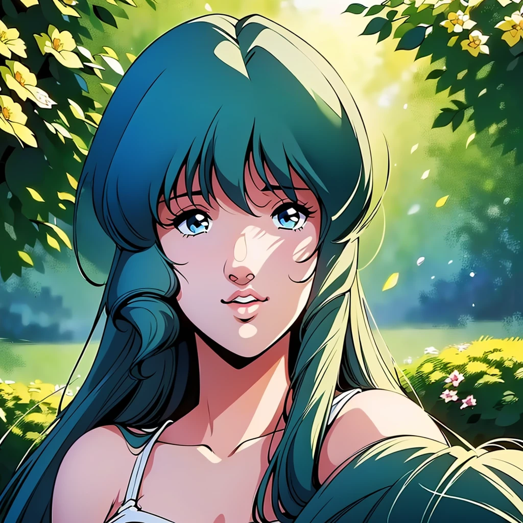 (((Best Quality, high resolution)))),((best quality,8k,masterpiece: 1.3)),((hyper realistic front portrait looking at viewer )),((portrait of lynn minmay)),((lynn minmay de macross)),((Best Quality, high resolution)),sniper aiming at the ((((lynn minmay )))),Beautiful detailed light blue eyes, detailed lips, long eyelashes, ((one piece swimsuit)) girl in a garden,soft sunlight,half:oil painting,ultra detailed,realist,vivid colors,fantastic atmosphere,shadows and lights,Greenery and flowers,peaceful and serene,Masterpiece:1.2