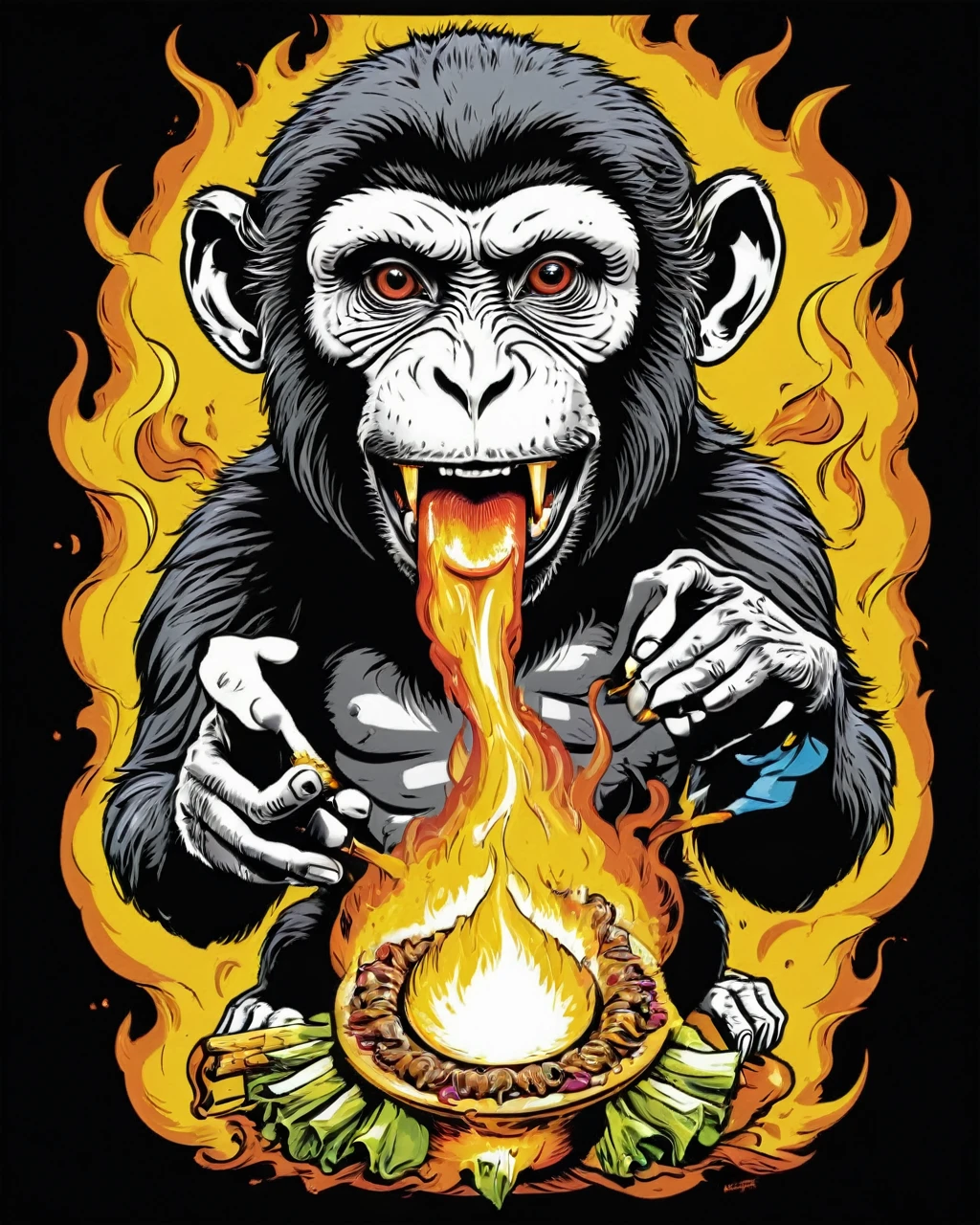 Inflated burner,monkey caesar t-shirt print