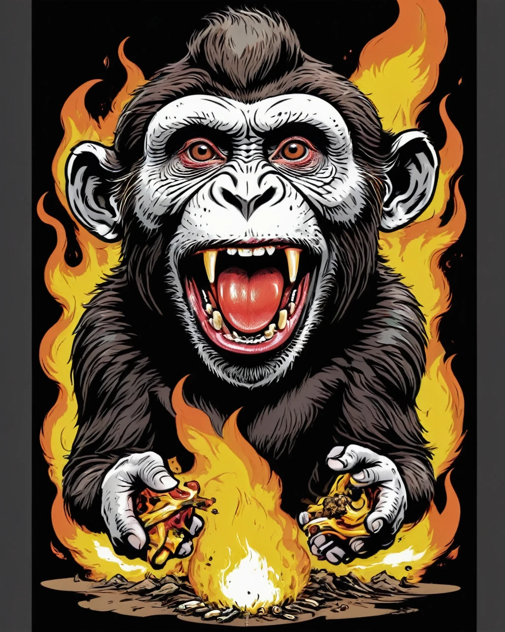 Inflated burner,monkey caesar t-shirt print