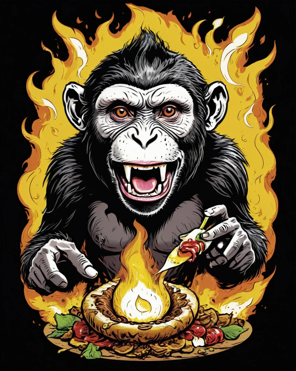 Inflated burner,monkey caesar t-shirt print