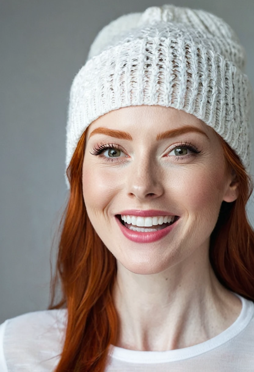 Woman, redheadwear, slim, white, with 1,60 tall, new, with an excited face, with your hand in your vagina, with a beautiful and wonderful body