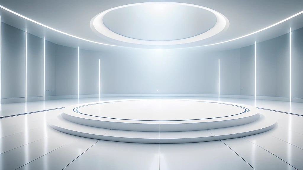 arafed empty white room and windows lights behind, futuristic room background, stage background, empty stage, interior background, futuristic room, arena background, clean white lab background, stage lighrt, futuristic setting, futuristic hall, studio background, white studio background, clean background, stage, volumetric lighting futuristic, white ambient background, personal room background