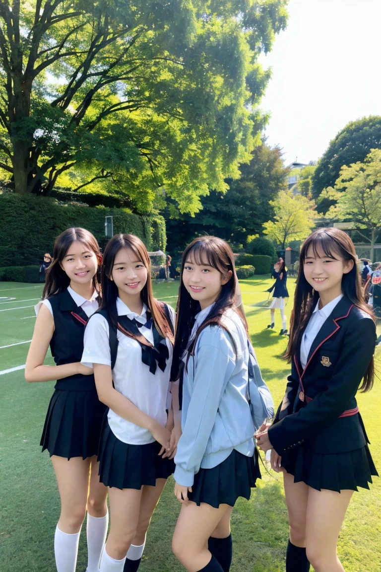 high detail、8K Photo、Japanese high school girls、In uniform、BlazerSitting on the grass、