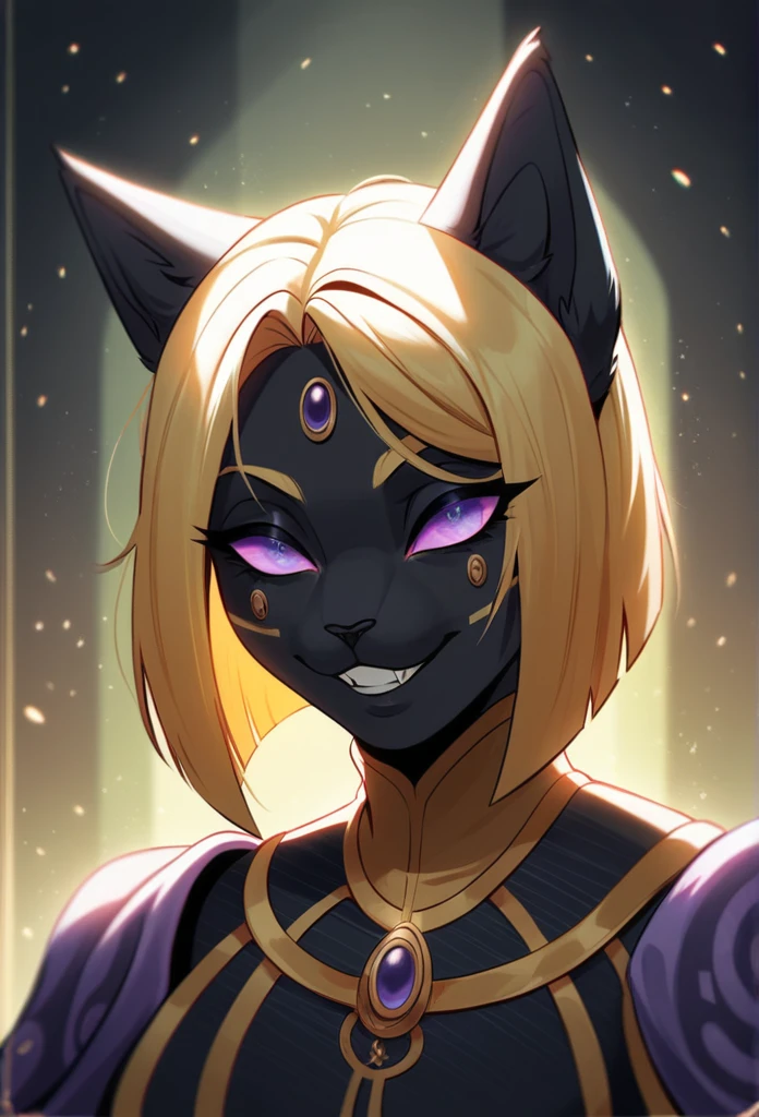 feline woman, velues, smiling, thick blonde hair, black fur stripe, neutral, dynamic lighting, illustration, comely, particles (high qualiy,4K,8K,high resolution,work of art:1.2), ultra detali, impressionistic:colorfully,
Wearing a feathered dress, evil sexy face.