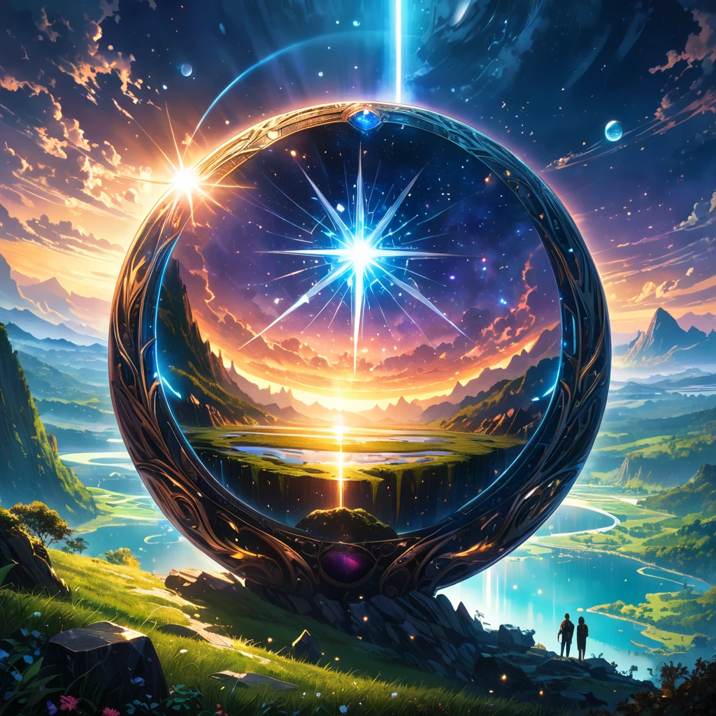 masterpiece,best quality,Hyper detailed,light,Intricate details,high resolution,Official Art,Finely detailed,high resolution插图,8K,lens flare,Light particle,Dark, intense shadows,particle,detailed Background,detailed Glow,detailed Reflection,detailed,Mysterious Landscape Photography, IncRedible futuristic images appear on the Miracle Stone, Dark, atmosphere, Dark,Aaron Horkey&#39;s painting depicts,A powerful portal to another world,The smooth lines reflect the superb architectural technology of the time.., Every detail should be clear, Every refraction should be delicate and exquisite, Glass-based materials, The whole complex looks magnificent.,Red,dark Red color palette