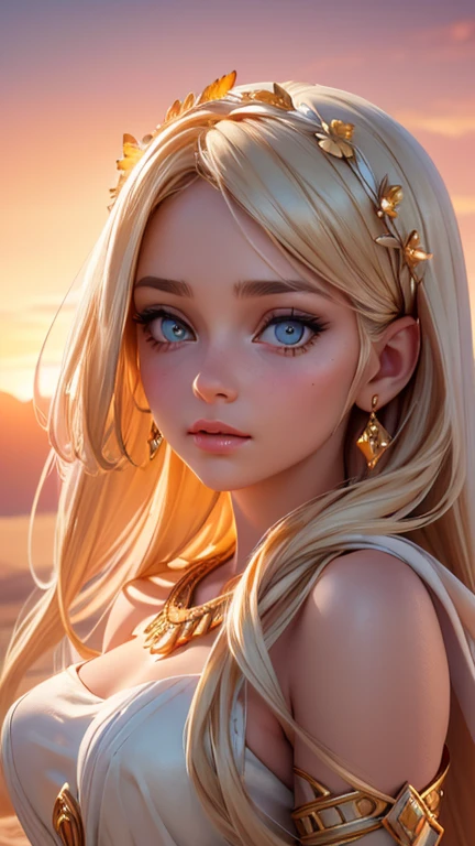 a beautiful desert princess, 1girl, detailed face, mesmerizing eyes, long eyelashes, elegant facial features, flowing white dress, desert landscape, golden sand dunes, orange sunset sky, warm lighting, cinematic composition, fantasy art, digital painting, (best quality,4k,8k,highres,masterpiece:1.2),ultra-detailed,(realistic,photorealistic,photo-realistic:1.37)