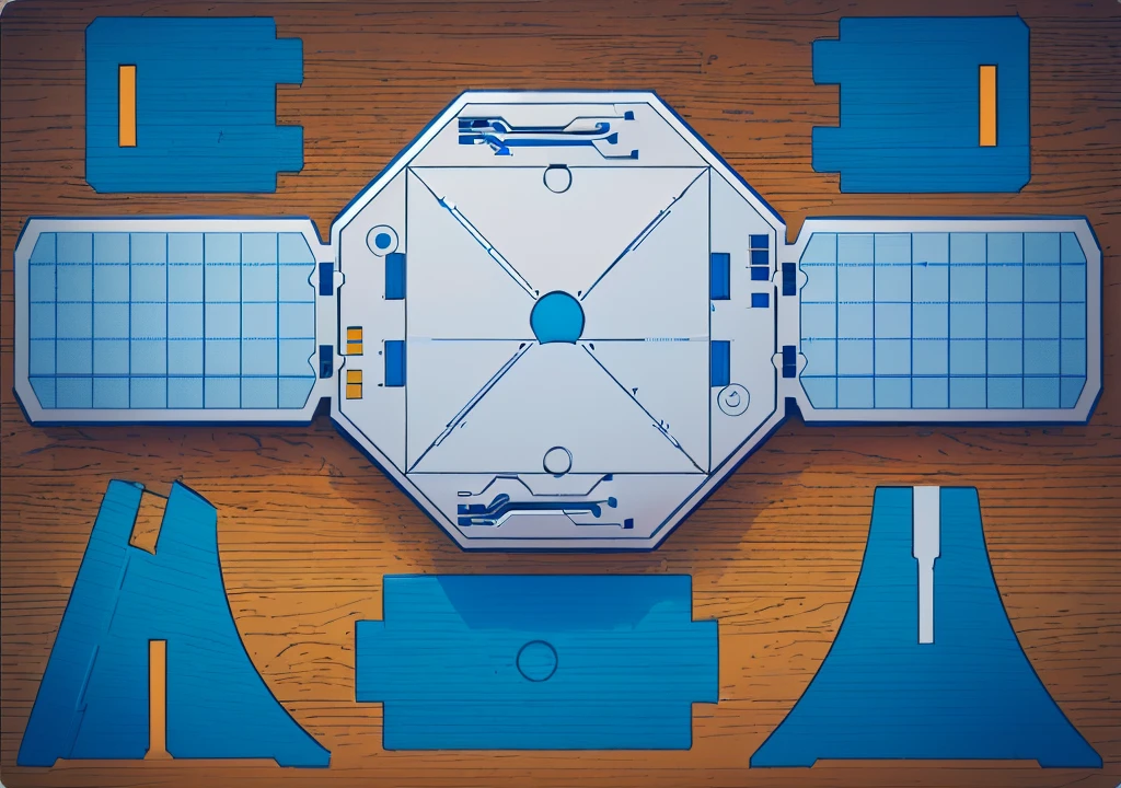 highly detailed panel cuts, highly detailed panel cuts,Plan of a small space station with computers, parts and components, simple Bionic explosion diagram, Very detailed schematic, Highly detailed toys, cyborg parts and components, Mecha details, Clean lines and flat colors, Mecha parts, Mechanical body, Bionic explosion diagram, Realistic shadow parts, Mechanical parts details