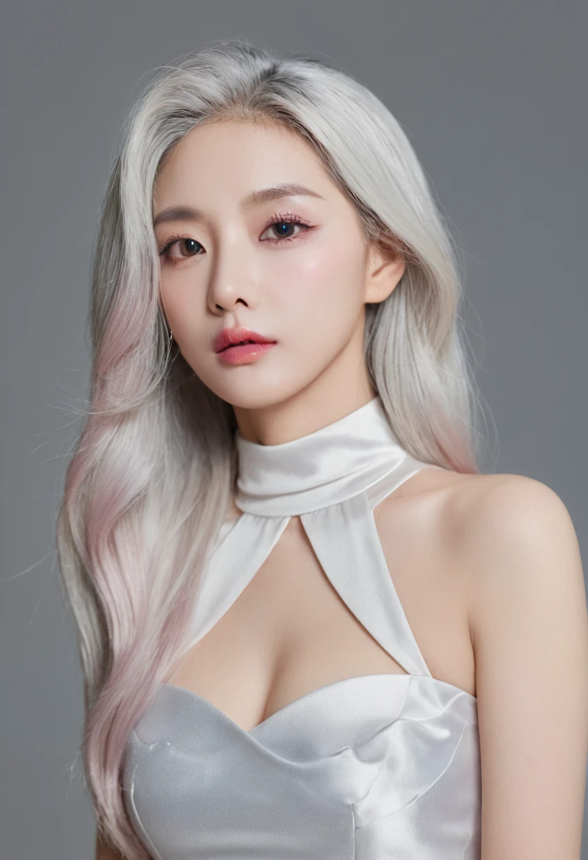 masterpiece, Amazing girl, Night Moon Full Moon, 1 female, Mature woman, elder sister, Royal elder sister, cold noodle, Poker face, Silver-white hair woman, Light pink lips, calm, Intellectuals, Three-banded grey eyes, Assassin's Dagger, Flower ball background, Card Details, Finger details, Facial details, Eye details,