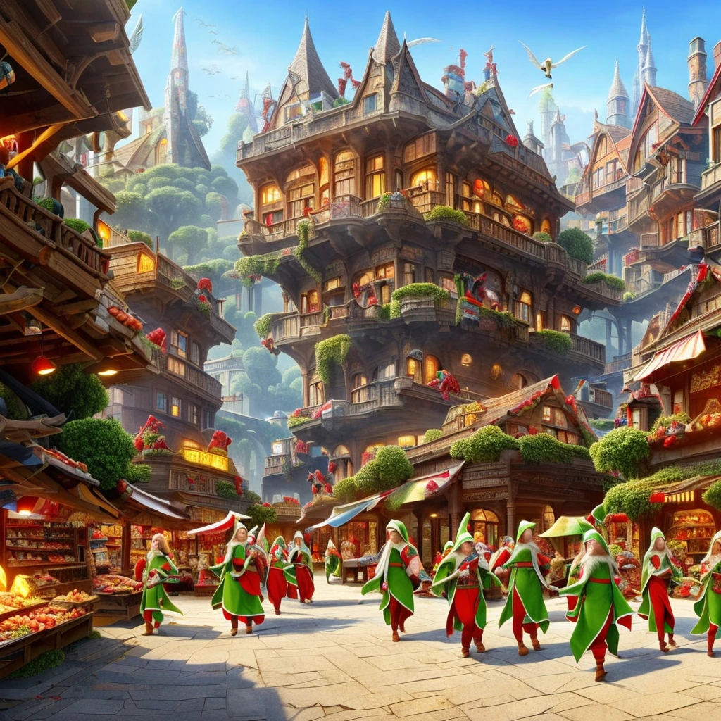 market Street, market street, elves selling parts of various monsters and animals, eastern elven market, a modern elven city built in elven ancient traditions with modern technologies and ancient fantasy architecture, ((best quality)), (detailed), 8k_wallpaper, extremely detailed homes, extremely detailed homes, (large masterpiece digital art), (intricate details:1.3 ), (ultra-detailed:1.3), (sharp focus:1.3),