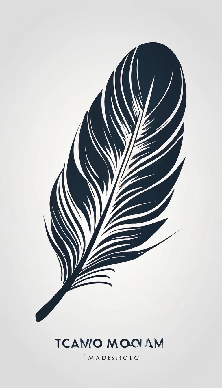 Create a cinematic, abstract symbol for a film production company based on stories and music. The logo should represent a Dreamy Feather. Minimalist symbol design