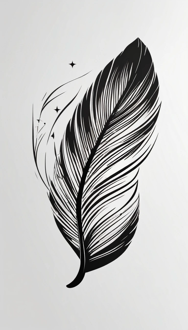 Create a cinematic, abstract symbol for a film production company based on stories and music. The logo should represent a Dreamy Feather. Minimalist symbol design