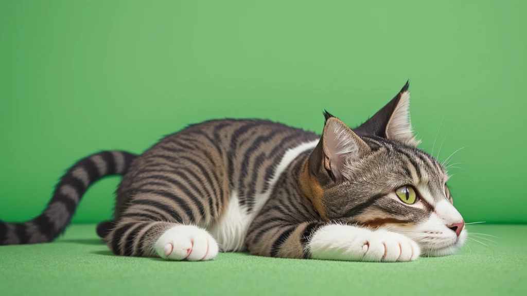 cat cute Background is green