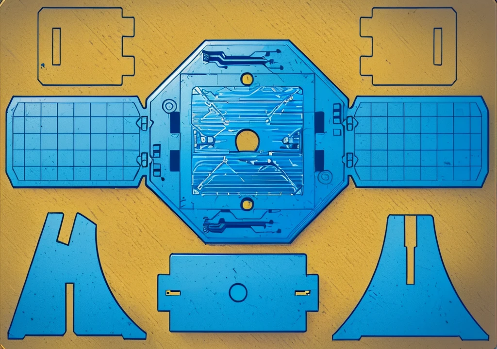 highly detailed panel cuts, highly detailed panel cuts,Plan of a small space station with computers, parts and components, simple Bionic explosion diagram, Very detailed schematic, Highly detailed toys, cyborg parts and components, Mecha details, Clean lines and flat colors, Mecha parts, Mechanical body, Bionic explosion diagram, Realistic shadow parts, Mechanical parts details