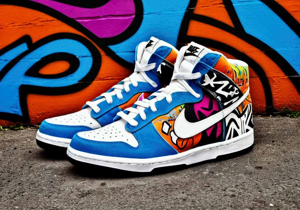 graffiti, sneakers nike, Full image, High resolution High contrast