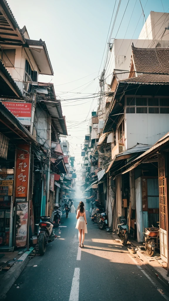 The daylight of the perfect bangkok weirds in peter mohrbacher style. realistic film grain, 8k detailed, high quality,  