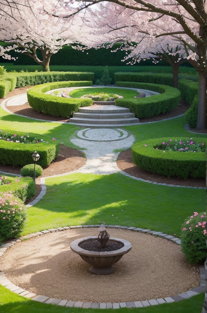 Create a garden with cherry trees