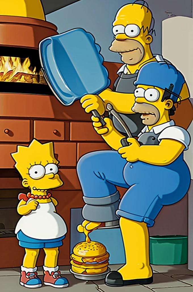 The Simpsons Homer hits Bart with a frying pan