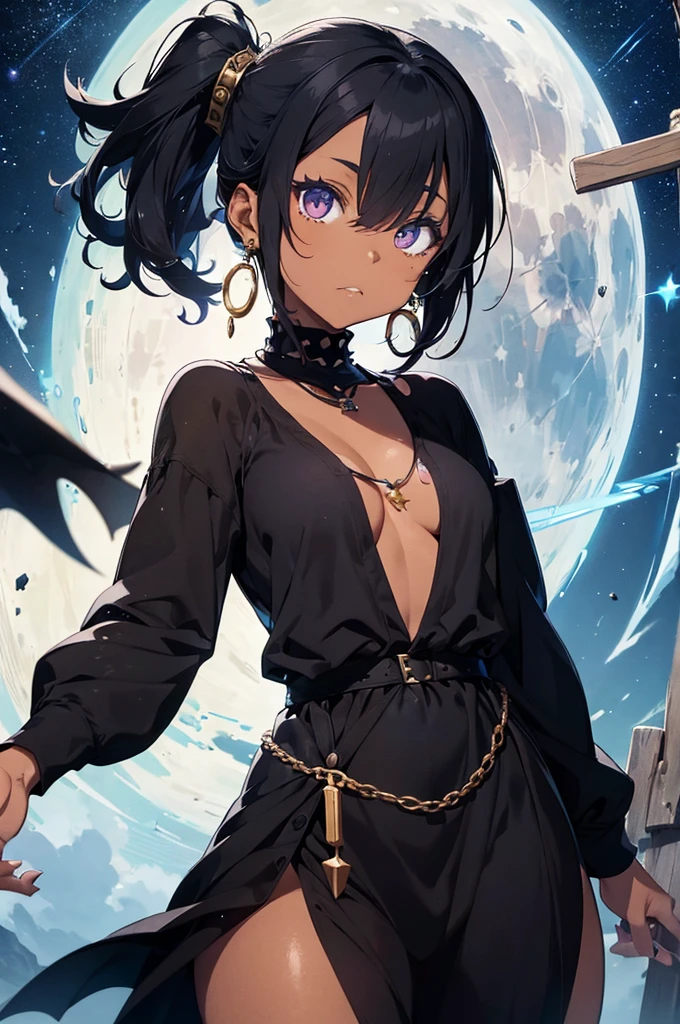 masterpiece, best quality, highres,
ShizukuDef, 1girl, solo, purple eyes, black hair, short hair, large breasts, breasts, medium breasts,
long sleeves, navel, jewelry, nipples, pants, necklace, clothes lift, bracelet, sweater, no bra, tattoo, no panties, turtleneck, shirt lift, thigh gap, cross, denim, jeans, unzipped, cross necklace, latin cross, inverted cross, hunter x hunter,
sitting, spread legs, cameltoe, looking at viewer, arms behind back, outdoors, forest, field, night, sky, night sky, starry sky, <lora:LoRA_Shizuku:1>
