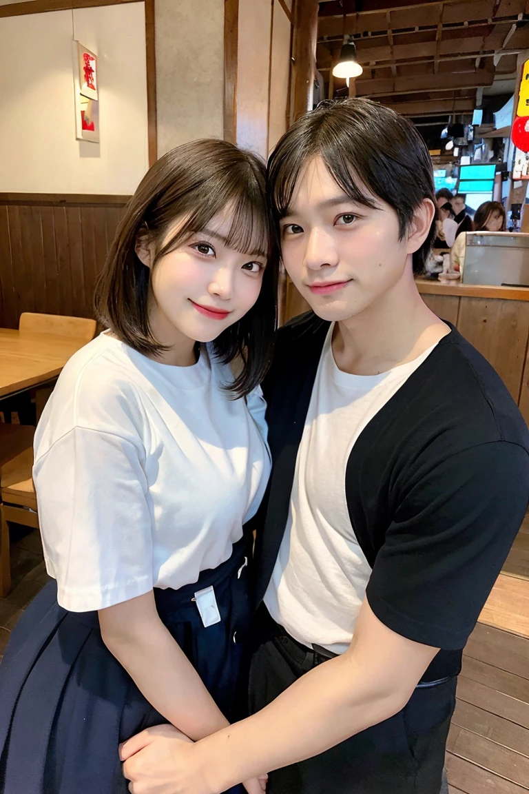 ((Best Quality, 8K, masutepiece :1.3)), (Realistic, Photorealistic:1.4)A pretty woman with perfect figure :1.4, super gigantic breast, Beautiful, Smile, (Bright:1.4), Pretty Woman, (Highly detailed face:1.2), Detailed eyes, double eyelid, japanese pretty woman, slim:1.9, slender, Oily skin, Shiny skin, silk hair,long black hair,bang,  Tight clothes, small breasts,Super huge,2 men and women,two shot,2 men and women,two shot,2 men and women,Izakaya,two shot,One Man,2 men and women,Japan though,Looking at the camera,Japan though,two shot,2guys,Selfie Camera,Selfie Camera,husband and wife,husband and wife,Izakaya,couple in tavern,Japan though,two shot,husband and wife,Japan though,two shot,husband and wife,Japan though,two shot,a short bob,Colossal tits,husband and wife,Japan though,husband and wife,Two shots of Japan though,Japan though,a couple,ultra gigantic tits,Couple Two Shots,ultra gigantic tits,Uncle and Two Shots,Uncle and Two Shots,Uncle and Two Shots,date,Flirting,Flirting,lovey-dovey,lovey-dovey,Flirting,a couple,a couple,Age difference couple,Age difference couple,Age difference couple,Age difference couple,lovey-dovey,lovey-dovey,chum,chum,lovey-dovey,a couple,Couple in love,man with arm around waist,a short bob,Colossal tits,Selfie Camera,Business suits,Beer in one hand,a baby face,Young Face,a baby face, face,Young Face,a baby face,with round face,Faces of schoolchildren,with round face,Faces of schoolchildren,a baby face,Izakaya,Inside the tavern,childlike face