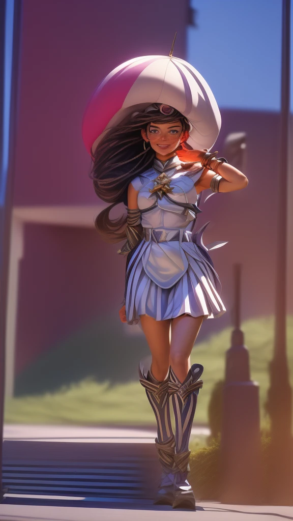 (best quality,4k,8k,highres,masterpiece:1.2),ultra-detailed, College Girl walking around college campus, strutting her stuff, Smiling and laughing, Flirting with the viewer, HDR, 8k, absurdres, cinestill 800, sharp focus, add_detail:3 (solo woman) anime