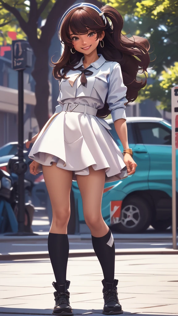 (best quality,4k,8k,highres,masterpiece:1.2),ultra-detailed, College Girl walking around college campus, strutting her stuff, Smiling and laughing, Flirting with the viewer, HDR, 8k, absurdres, cinestill 800, sharp focus, add_detail:3 (solo woman) anime