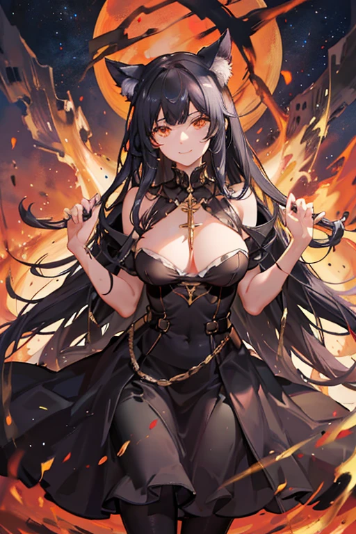 werewolf wolf, feroz, rage, The eyes burn with fire, negro, rosary in claws,time,
ultrarealism, overdetailing, The wool texture is detailed, cinematographic, The correct composition, A closeup of a, wide shoulders, SMILE, a starry sky, officer, Masterpiece, magnificence