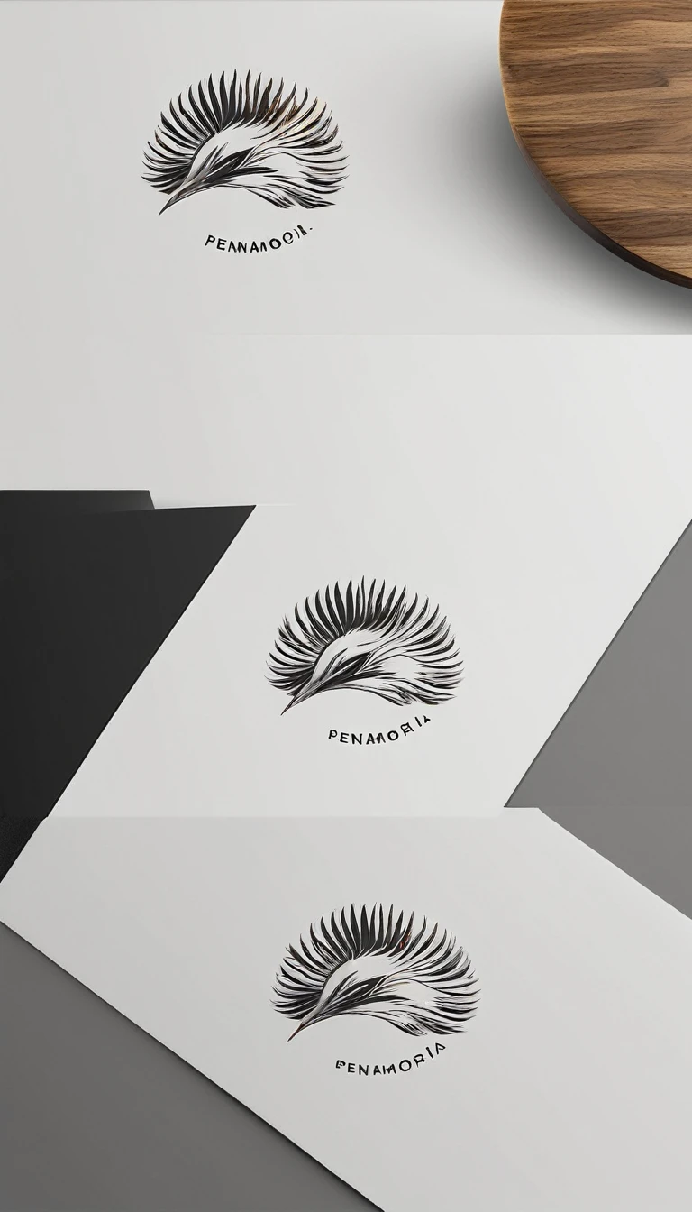 A minimal, modern, simple, cinematic logo design for the brand “Penamemoria". Create a modern, minimalistic, high-quality, logo of a feather-bird
