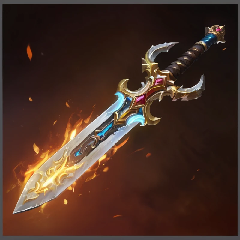 深色背景上有一把带火焰的卡通sword, 火焰sword, epic Fantasy weapons art, Fantasy RPG Weapon Art, Hearthstone Weapon Art, Sword weapons, Fantasy weapons, in mysterious style, Weapon concept art, Weapon Concept Art, Fantasy Blade, sword的设计, World of Warcraft Blizzard Weapon Art, 巨大的sword, holding a 火焰sword, sword