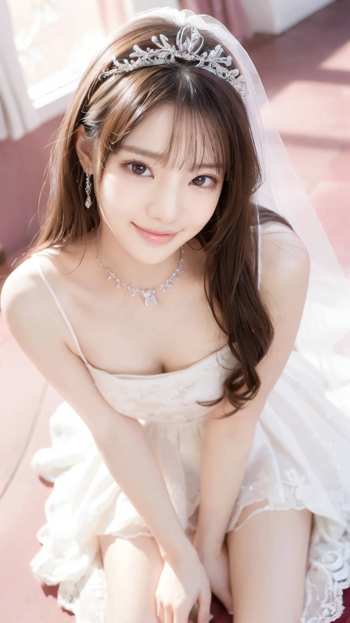 (Highest quality、Tabletop、8K、Best image quality、Award-winning works)、One beautiful bride、(alone:1.1)、(The most extravagant and gorgeous huge pure white wedding dress:1.1)、(Perfect Wedding Lace:1.2)、(The most gorgeous and luxurious giant tiara:1.1)、(The most extravagant and luxurious giant necklace:1.1)、あなたの最高の笑顔で私をplease look、The finest jewellery decoration、Perfect Makeup、Long eyelashes、Ultra HD Shining Eyes、Ultra HD Hair、Ultra-high resolution glossy lips、Ultra High Resolution Perfect Teeth、Super high resolution beautiful face、(Accurate anatomy:1.1)、Very bright and beautiful skin、very bright and vivid、Perfect beautiful bridal hairstyles、(Front facing body:1.olid pink background:1.2)、Cleav、(The 肖像画 taken from above the lying body: 1.3)、(( M-shaped legs spread, please look )))), (Show me your legs spread wide: 1.5), Real nipples, real opeマンコ汁がカメラにsquirtしている:1.2), Beautiful 20 year old Japanese girl, Stimulating the clitoris, masturbating aring, orga facial features,ew), (squir pussy:1.2), (squirt:1.2), Remove the shoulder straps to expour chest, (Showing realistic beautiful nipples:1.5)


