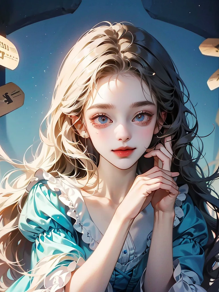 delicate Big eyes I have long hair Cute girl smile Alice in Wonderland