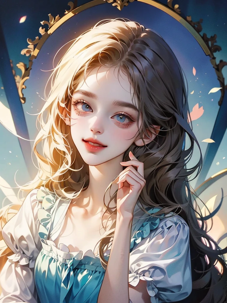 delicate Big eyes I have long hair Cute girl smile Alice in Wonderland