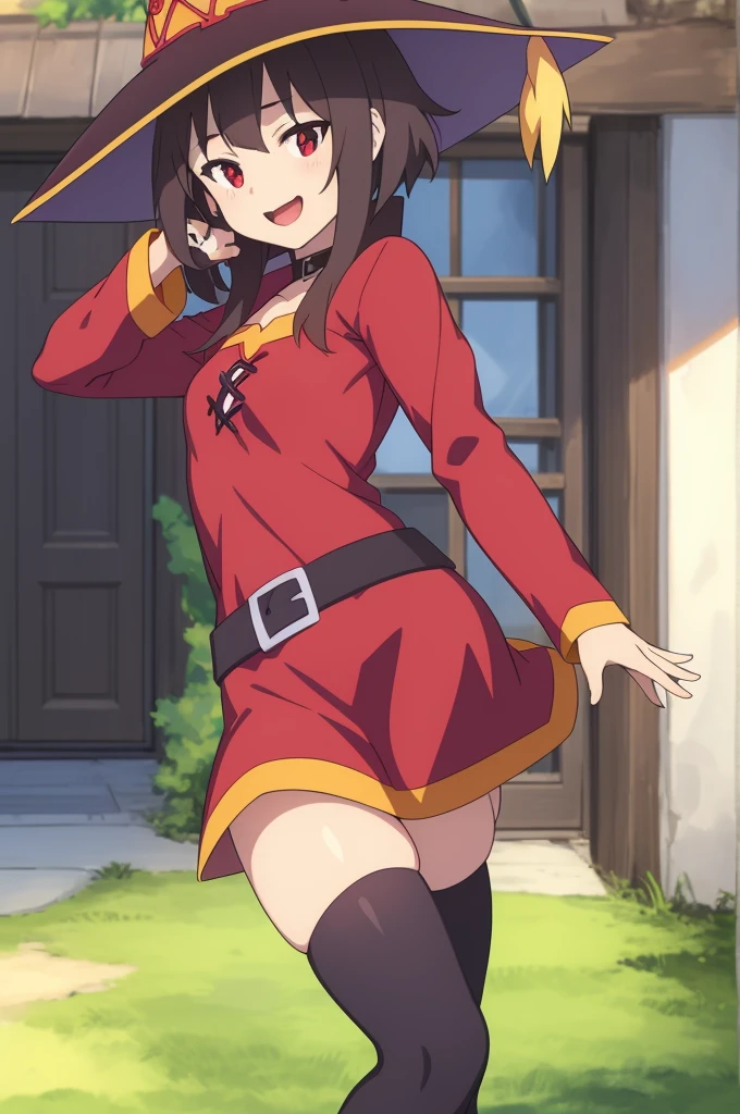 Megumin
Meisterwerk, best quality, fanart, drawing, digital drawing, Megumin Megumin, the main character of the anime "Konosuba", stands in a characteristic pose, dressed in her usual outfit. She looks straight at the viewer, her eyes wide and full of joy. Megumi smiles radiantly, showing her carelessness and friendliness. Her left arm is raised up and slightly bent at the elbow, palm turned forward. The right arm is lowered down and relaxed. The overall background of the image should be bright and colorful to emphasize the cheerfulness of the scene, Meisterwerk, best quality, fanart, drawing, digital drawing
