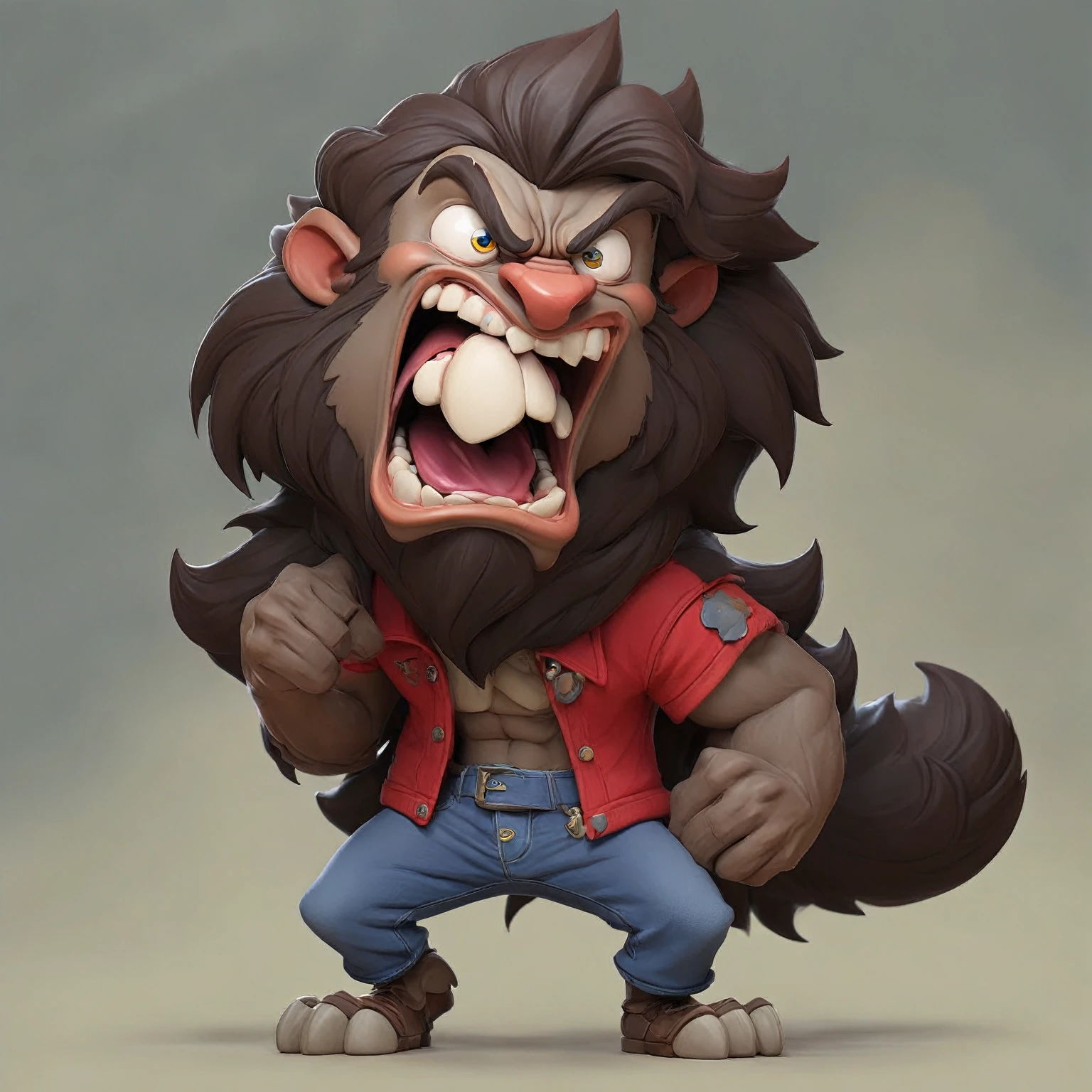 cartoon illustration of a werewolf with a red shirt and blue jeans, angry high moral sexy werewolf, werewolf man, werewolf?, werewolf, muscular werewolf, big bad wolf, werewolf”, an anthropomorphic wolf, anthropomorphic wolf, an anthro wolf, transforming into werewolf, inspired by Samuel Hieronymus Grimm, portrait of a werewolf, scary angry pose