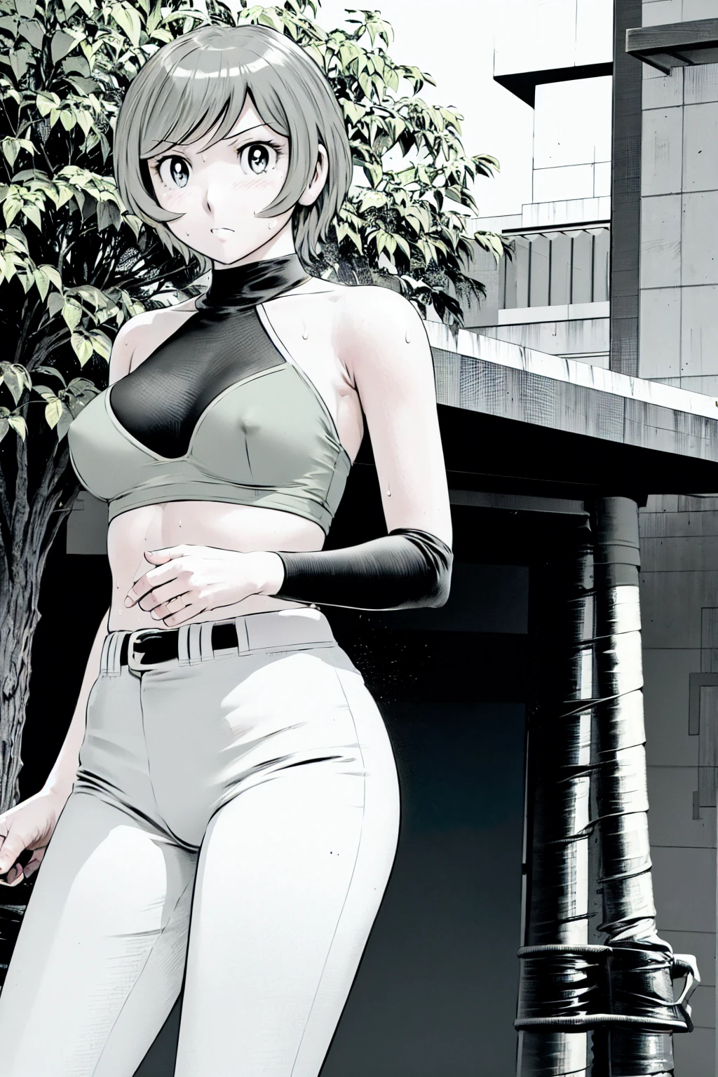 (Baseball uniforms:1.2),
blonde, (short hair:1.2),White trousers、Black belt、((Illustration of people))、Tube top bra、
View your viewers,, (Highest quality:1.3), White pants、Outdoor、baseball ground、ground、soil、blue eyeasterpiece、Highest quality)、Highest quality, Ultra-high resolution, (((masterpiece))), alone, Sweat、Big eyes、Large breasts、Torn clothes、 Fully exposed、Nipples、One Girl, Front view、Embarrassed face、Bronze colored hair、((short hair))、Stand up straight、Cowboy Shot
