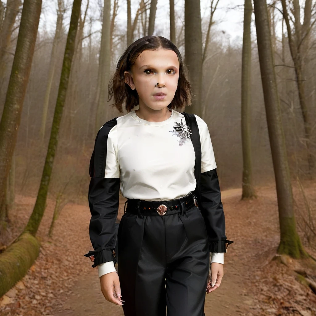 millie bobby brown stranger things in a forest