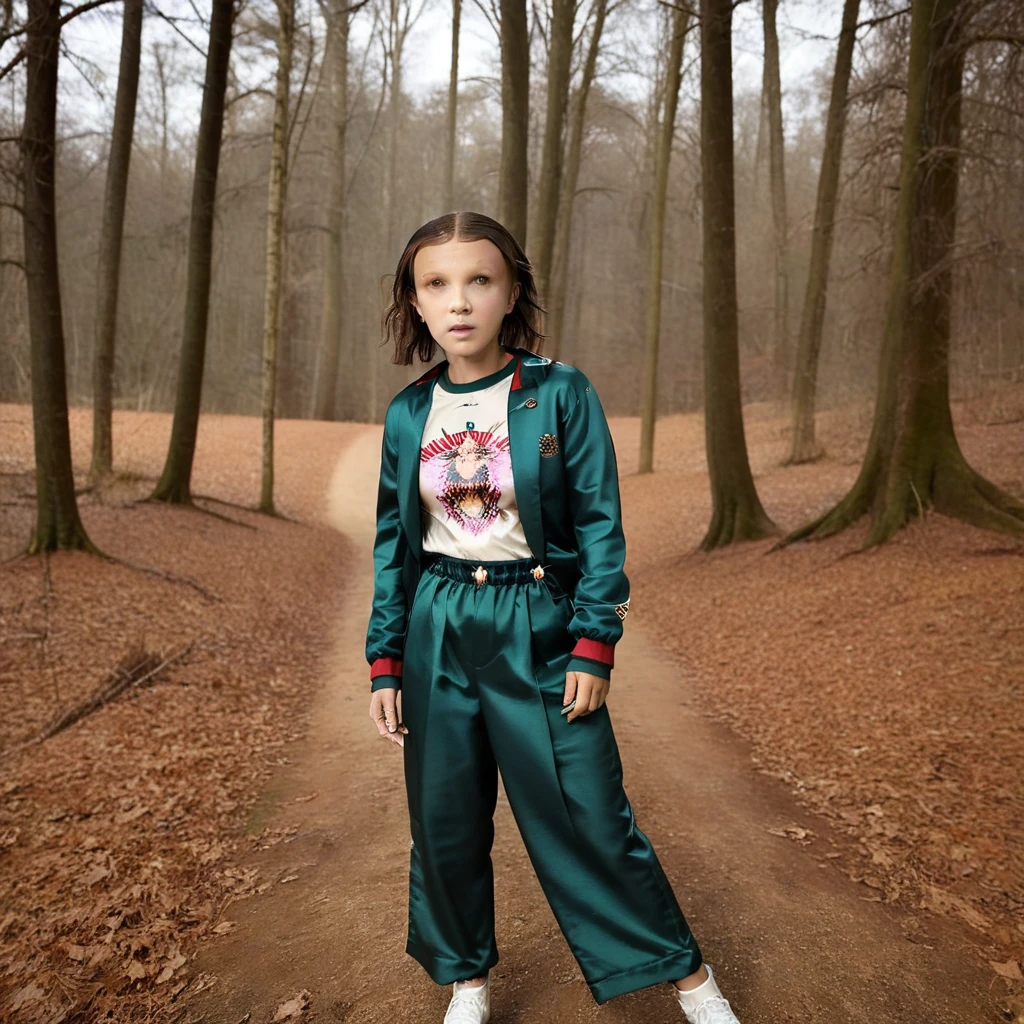 millie bobby brown stranger things in a forest