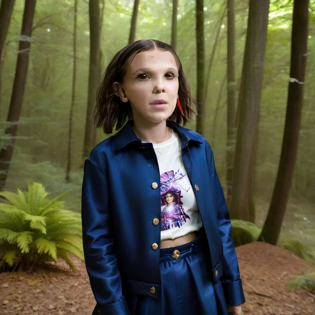 millie bobby brown stranger things in a forest