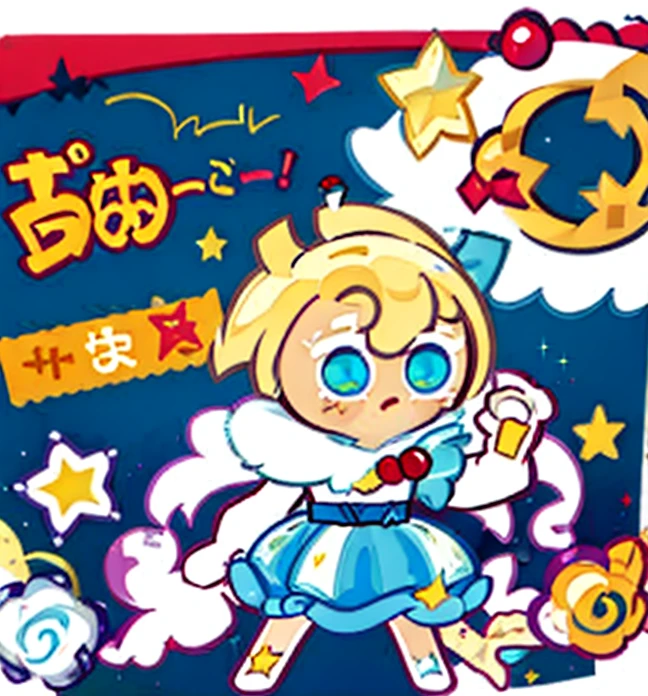 from above:1.3,solo,14years old,Dark Magician Girl,Black Magician Girl,grin smile,Blonde Hair Color,Enchanting chest、((I am the star))、Pastel color cute world、(pastel color, white ,pink,Blue,yellow),animation,illustration,Best image quality,masterpiece