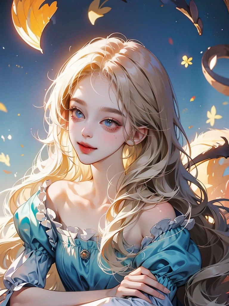 delicate Big eyes I have long hair Cute girl smile Alice in Wonderland