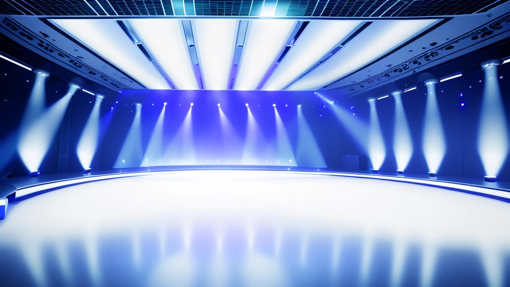 arafed empty white room and windows lights behind, futuristic room background, stage background, empty stage, interior background, futuristic room, arena background, clean white lab background, stage lighrt, futuristic setting, futuristic hall, studio background, white studio background, clean background, stage, volumetric lighting futuristic, white ambient background, personal room background