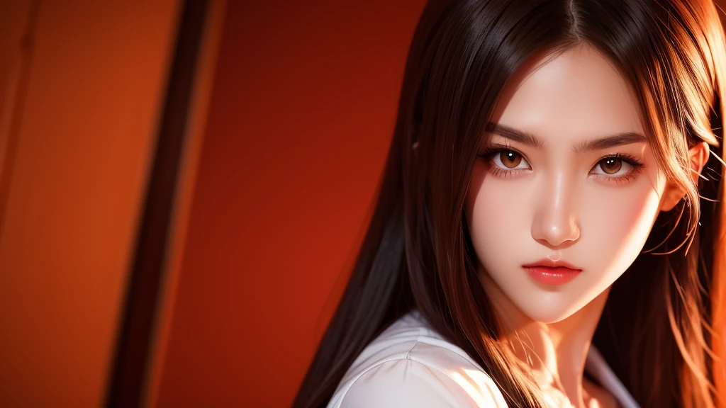 
Immerse yourself in the world of game art with this visually diverse and creative half-length photo of a 20-year-old girl, featuring a close-up of her detailed eyes and large breasts.