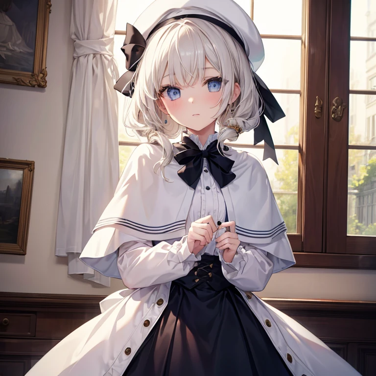 masterpiece, Highest quality, High resolution, One girl, Celia Clair, White capelet, beret