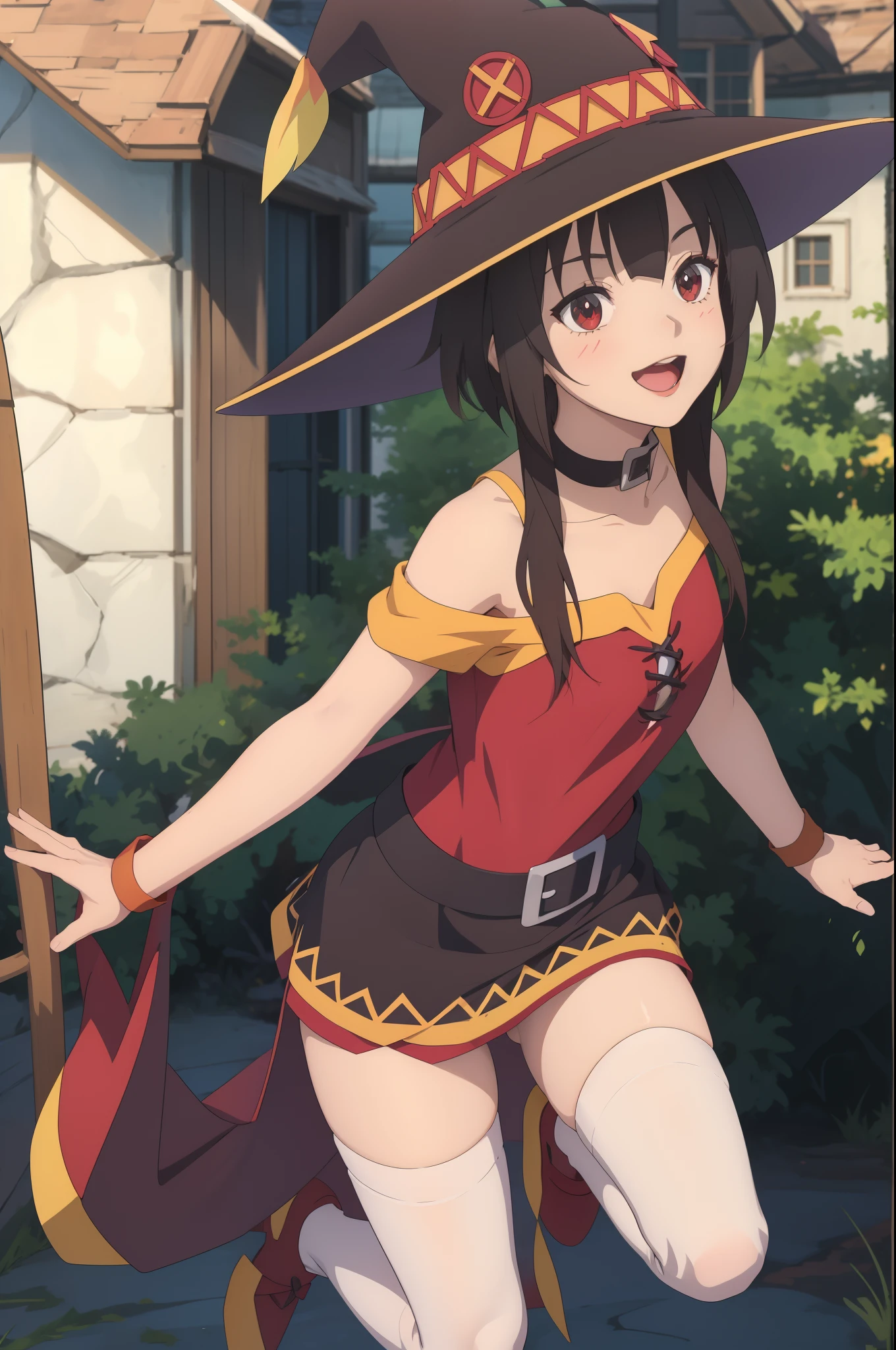 Skinny nymf Megumin
Meisterwerk, best quality, fanart, drawing, digital drawing, Megumin Megumin, the main character of the anime "Konosuba", stands in a characteristic pose, dressed in her usual outfit. She looks straight at the viewer, her eyes wide and full of joy. Megumi smiles radiantly, showing her carelessness and friendliness. Her left arm is raised up and slightly bent at the elbow, palm turned forward. The right arm is lowered down and relaxed. The overall background of the image should be bright and colorful to emphasize the cheerfulness of the scene, Meisterwerk, best quality, fanart, drawing, digital drawing
