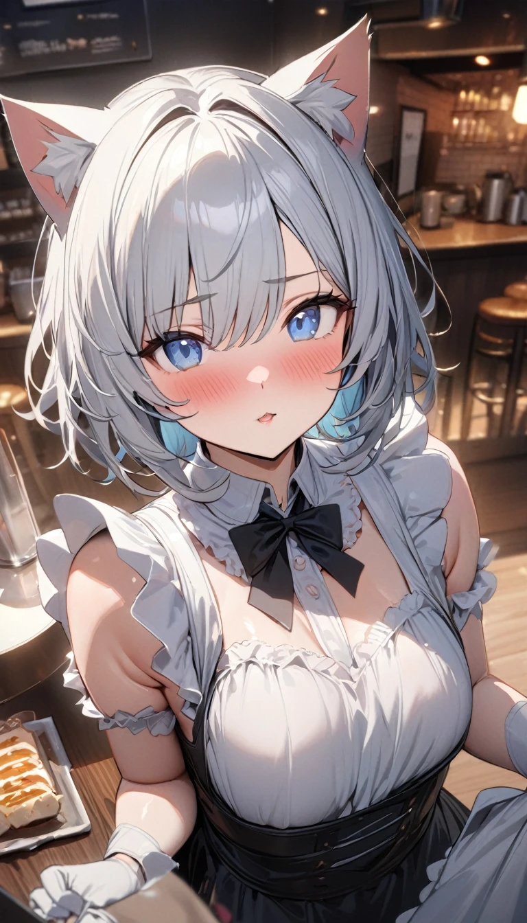 flat chests, nsfw, masterpiece, 1 girl, erect nipples, intricately detailed, topless, navel, bare shoulders, necklace, erect nipples, puffy nipples, white hair, wolf headgear, animal fur skirt, leather belt, fur skirt, mountainous horizon, mountains, forest, night sky, full moon, facial paint, open mouth, bonfire, extremely detailed, photorealistic, octane render, 8 k, unreal engine, bare breasts, nipples, red eyes, clawed wolf gloves, bare stomach, sweaty, people on background, moist breath, small breasts, flat chests, child, arm strap, pixie cut hair, druid, celtic, long nails, smiling, leaning forward, fangs, plate, steak, tongue out, all fours, crawling, neck collar, floor